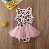Mädchenkleider Imcute 2022 Kinder Baby Mädchen rosa Leopardenmuster Prinzessin Kleidung Strampler Tutu Kleid Outfit Set 0-18m