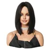 Synthetic Wigs Female Wig Black Short Straight Shoulder Length Short Wig Black Short Split Wig