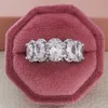 Luxe designer 925 sterling zilveren kristallen bandring Princess Cut witte kubieke zirkonia diamant nooit vervagen Klassieke belofte bruiloft B1497084