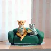 Estatuetas decorativas gatinho de sapo de animais criativos e enfeites de rato com ímã no sofá micro paisagem decoração de jardim