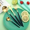 Dinnerware Sets 4 Pcs Matte Stainless Steel 18/10 Black Gold Silver Cutlery Tableware Dinner Steak Knife Spoon Fork Flatware Set Dishwasher