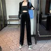Kadın Trailtsuits İki Parçalı Set Kadınlar Sonbahar Kış Sokak Giyim Uzun Kollu Ceket Pantolon Setleri Sulu Trailsuit 2024 Yaz Marka Dikiş Takım Kadife Kadife