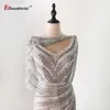 Party Dresses Luxury Rose Gold Mermaid Evening Night Dress For Women 2022 Beads Sequin Handmade V Neck Long Formal Prom Wedding Gowns
