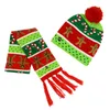 성인 겨울 크리스마스 시리즈 양모 모자 따뜻한 뜨개질 모자 스카프 세트