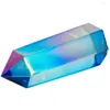 Jewelry Pouches TUMBEELLUWA Blue Titanium Coated Crystal Single Point Faceted Prism Wand Healing Reiki Stone Figurine Specimen