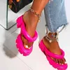 Slippers Women 2022 Summer Pink Clip Toe Chunky Platform Flip Flops Woman Beach Slides Thick Sole Wedges Sandals