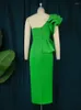 Robes grande taille élégante fête vert volants une épaule taille haute Peplum Midi soirée anniversaire événement Occasion tenues 4XL