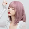 Hair Lace Wigs Summer peruca feminino curto sweetheart rosa cabeça natural respirável tampa de cabelo