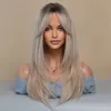 Włosy koronkowe peruki perukę Złotą kobietę 25 -calową głowę barwiony środkowym podzielonym długim włosy ogon lekko zwinięty jedwab o wysokiej temperaturze 63 cm
