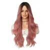 Hair Lace Wigs Wave Wig Women's Pink Brown Wind Split Long Curly Hair Cap