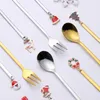 Dijksets Sets 2022 Kerstmis roestvrijstalen gouden lepel en vork set servies voor cadeau koffie Dessert Cutlery