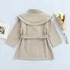 Mantel Emmababy Little Girl Solid Farbe Overlader Langarm Reverskragen lose Jacke mit Taschen Weste Gürtelkinder Kleidung