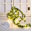 Dizeler Küçük Yapraklar Çelenk LED String Peri Peri Noel Düğün Masa Masası Dekor Pil Çalışan Bakır Tel