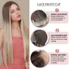 Loira clara e reta de ombre com raízes marrons de renda sintética para mulheres resistentes ao calor de cabelo natural Directfactory