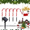 5Pcs/10Pcs Solar Lawn Lamp Christmas Candy Cane Light Outdoor Waterproof Stake Lights Pathway Markers Led Garden Decor