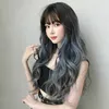 Hair Lace Wigs Wig Women's Long Hair Big Wave Gradual Change Blue Gray Net Red Head Set