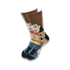 Meias masculinas Man Anime Feminino Cartoon Autumn Winter Leisure Cotton Cotton Hip Hop Twitting Skateboard Moving Crew