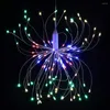 Strängar 220V LED Firework Light 120Led Copper Wire String String Waterproof Dandelion Flash Fairy Lamp Garden Holiday Christmas Party Decor