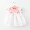 Mädchenkleider Sommer Baby Girls Boutique Outfits Koreanisch süße Blumen ärmellose Baumwolle geborenes Strandkleid Kleinkind Prinzessin BC003-1