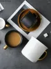 Кружки японского стиля замороженная мини -кофейная чашка и блюдца, набор личности ретро, ​​крупное молоко, домашнее водяное, керамическая кружка