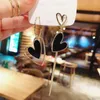 Brincos de bronzeamento Brincos de coração oco com simulação de diamante flash de diamante de pérola Long Tassel Brinco de jóias femininas requintadas