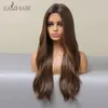 Lace Front Wigs Brown Highlight Golden Natural Wave Perruques en dentelle synthétique avec des cheveux de bébé pour les femmes noires Résistant à la chaleur usine directe