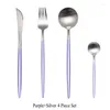 Dinnerware Sets 4 Pcs Matte Stainless Steel 18/10 Black Gold Silver Cutlery Tableware Dinner Steak Knife Spoon Fork Flatware Set Dishwasher