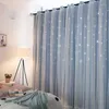 Cortina de cortina de estrela exausta feita em cortinas de aplauso térmico para blecaute para a decoração da janela do quarto da sala com vara de renda branca