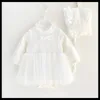 Vestidos de menina princesas vestido de renda de algodão para criança boné 0-15 meses 2022 Primavera Baptismo de verão Roupas de aniversário