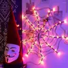 Strings Halloween Decorations Lights Spider Web LED Bobeb 120 cm średnica 70 Orange Light For Party Yard Haunted House