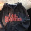 Jaquetas femininas Retro 90s Carta Espuma Impressão Hoodie Pulôver Mulheres Y2K Street Hip Hop Loose Cardigan Zip Jaqueta 2022 Goth Suéter T221105