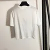 22s designers t-shirts mode t skjortor kvinnor bröst bokstav skjorta stora stift blommor tryck pin tucked midja kort ärm t-shirt casual s vercace sml toppar tees