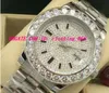 M￤n tittar p￥ automatisk r￶relse vit guld diamant urtavla 41 mm st￶rre diamant bezel mode mens klockor armbandsur