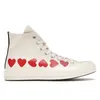 منصة أحذية قماشية Comme Des Garcons Play Designer sneakers cdg 1970s أبيض أسود قلوب أزرق رمادي أحمر مرتفع منخفض الرجال النساء أحذية cdgs كلاسيكية عادية