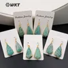 Dangle Earrings WT-E343 Wholesale Custom Bonzer Natural Green Chrysoprase With Gold Trim Unique Leaves Stone Eardrops For Jewelry