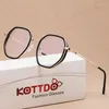 Солнцезащитные очки рамы Kottdo классические анти-синие светлые женские очки рамы мужчин дизайнер дизайнер модные очки круглый металлический оптический компьютер
