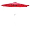 9FT 8Ribs Aluminum Patio Umbrella Market Sun Shade Steel Tilt W Crank Outdoor208H