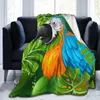 Mantas Manta suave y cálida de lana Wild Parrot Forest Invierno Sofá Plaid Throw 3 Tamaño Ligero Delgado Lavado mecánico Franela