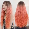 Saç Dantelli Peruklar Japonya ve Güney Kore üç renk kademeli değişim uzun kıvırcık büyük dalga kimyasal elyaf simülasyon moda kadın patlama saç