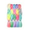 Ombre Synthetic Tinsel Braiding Hair Bulk 24Inch 100G Four Color Crochet Jumbo Braids Hair Extensions