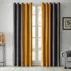 Vorhang Moderne grau-gelbe Samt-Verdunkelungsvorhänge für das Schlafzimmer, Spleißen von Nähten, Wohnzimmervorhänge