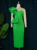 Robes grande taille élégante fête vert volants une épaule taille haute Peplum Midi soirée anniversaire événement Occasion tenues 4XL