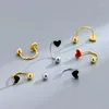 Stud Earrings S925 Sterling Silver Love Heart Enamel Screw Back Gold For Fashion Women X'mas Jewelry Gifts Birthday Year