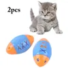 Cat Toys 2st Interactive Ball Toy Plastic Rugby Small Kitten Chase Bell Hollow Out for Pets