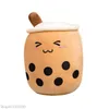 Pillow 24cm Cute Cartoon Fruit Bubble Tea Cup Shaped With Suction Tubes Real-life Stuffed Soft Funny Boba Food Doll Toy