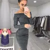 Lässige Kleider 2022 Herbst Plus Größe Frauen Verbandskleid Langarm sexy Slash Neck Slim Ladies Office Bodycon Party Vestidos xl