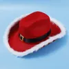 Berets leidde rode cowboyhoeden voor wonmen roze hoed kerstmode feest pet brede rand paillettendecoratie westernstijl