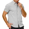 Chemises décontractées pour hommes Été Hommes Chemise Manches courtes Couleur unie Boutons à poitrine unique Col rabattu Mâle Tops formels Vêtements quotidiens