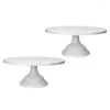 Bakeware Tools -2Pcs 12 Inch Iron Round Cake Stand Plate Pedestal Dessert Holder Wedding Birthday Party-White