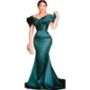 Elegant Jade Mermaid Formal Evening Dresses Off The Shoulder Pleats Sweetheart Neck Simple Satin Bridesmaid Prom Party Gowns Aso Ebi Long Reception Wear 2023